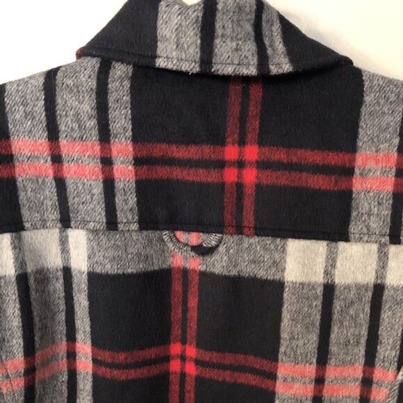 JOLT MEDIUM BLACK GREY PLAID WOOL FLANNEL ZIP FRONT JACKET PEPLUM CHEST POCKET - Picture 6 of 9